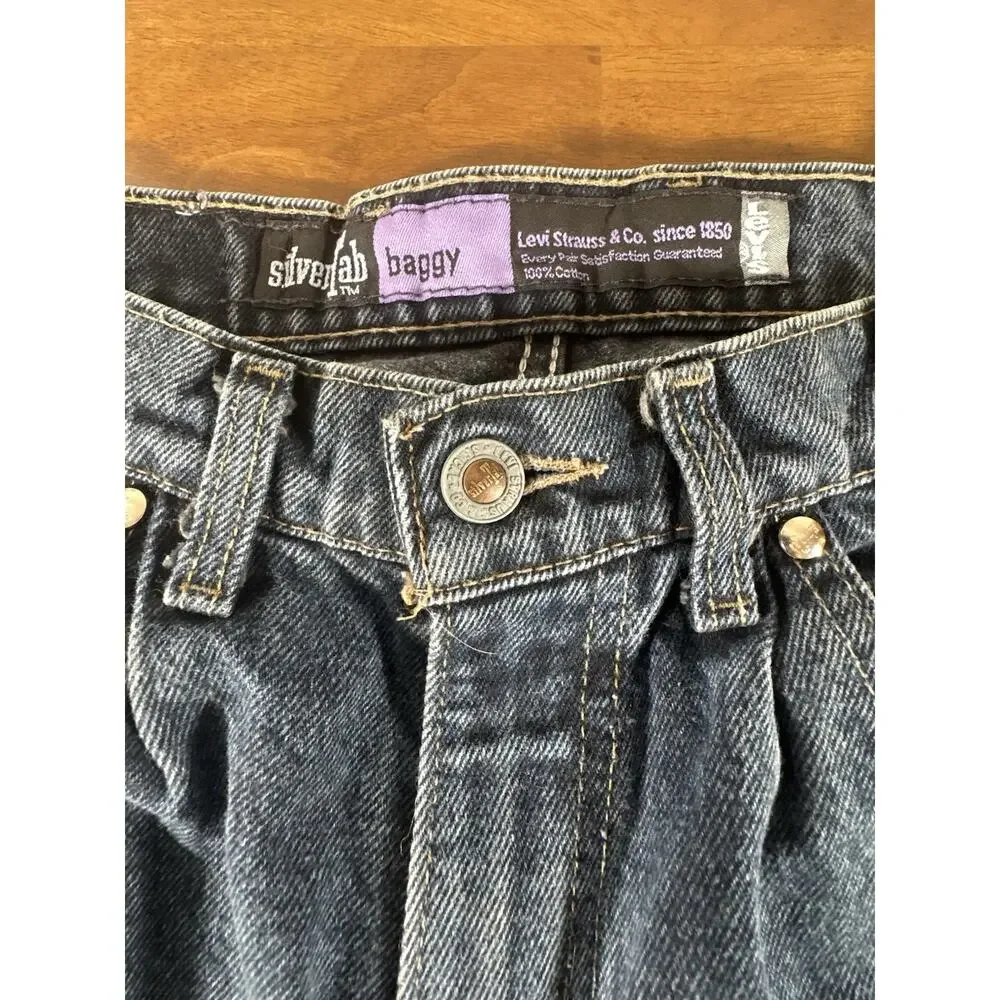 Vtg 1991 Levis SilverTab Baggy Jeans 30x30 Made in USA Dark Wash 90s Skater